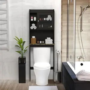 Over-the-Toilet Storage Cabinet with Adjustable Shelves, Bathroom Space Saver Organizer with Doors for Towels & Toiletries