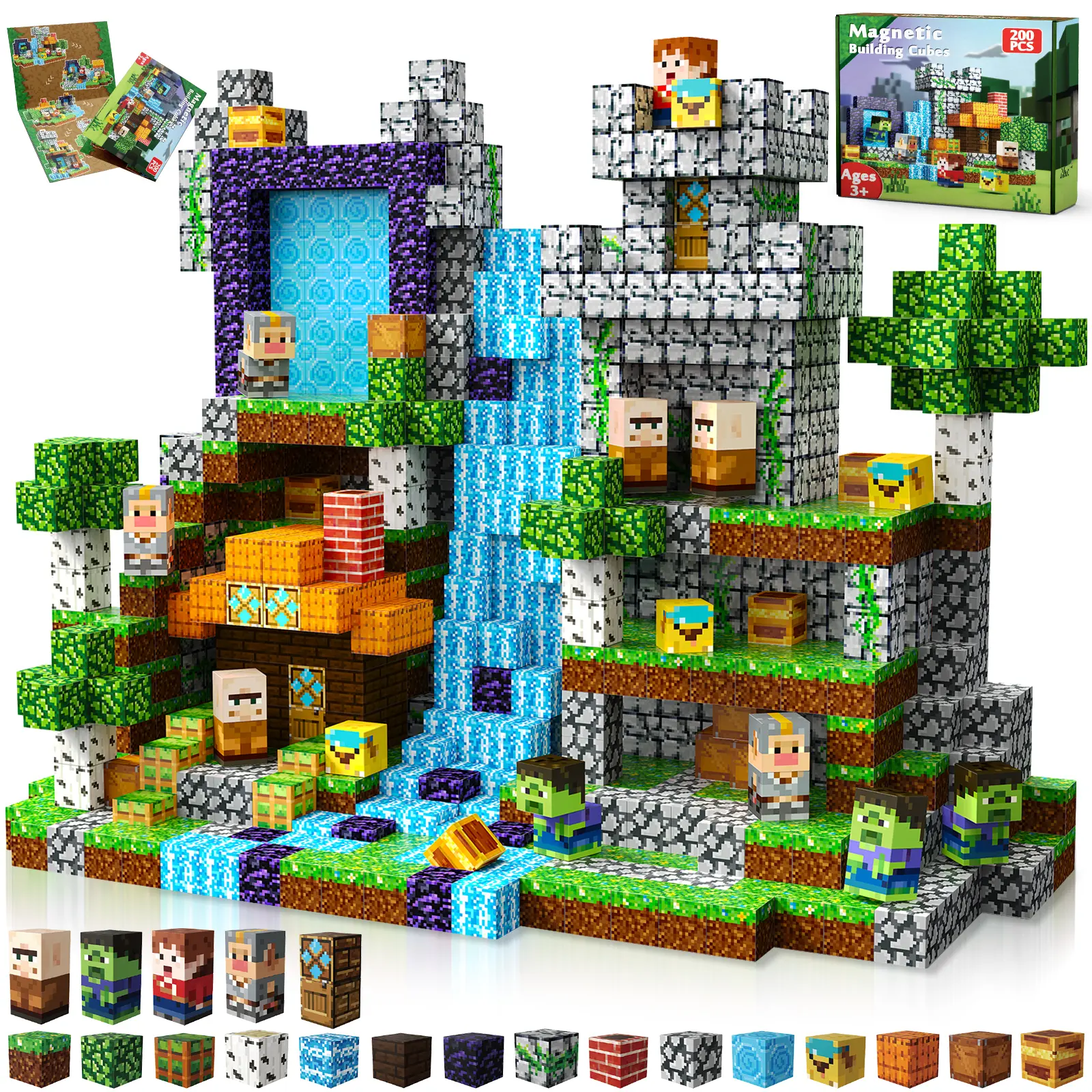 200 PCS Magnetic Blocks - Magnetic Building Blocks Cubes Adventurer, Magnet Toys for Kids Age 3+, Toy Building Set for Kids, Magnets Construction Easter Birthday Gifts for Boys Girls Age 4-8, 8-12,summerwins summerwins