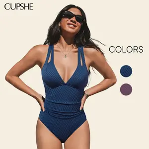 CUPSHE TikTokShopSpringGlowUp Keep Dreaming Tummy Control One-Piece Swimsuit Crossback Straps Removable Soft Cups Swimwear Onepieceswimsuit Swimoutfit