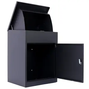 Hardware Package Delivery Boxes for Outside,Extra Large Mailbox,Galvanized Steel Parcel Mailbox,Wall Mounted Lockable Anti-Theft for Outdoor Porch,Curbside,black