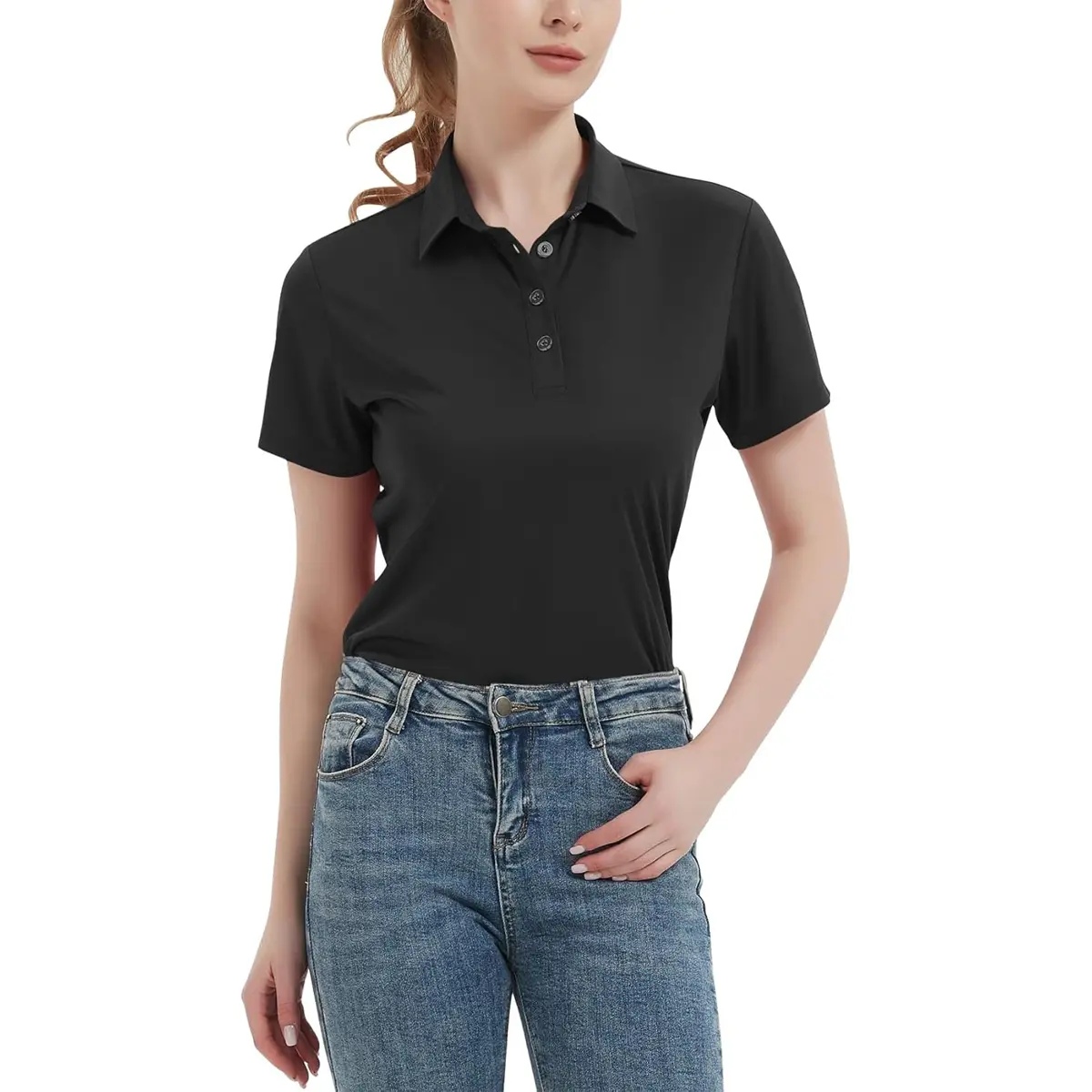 Women's Polo Shirts UPF 50+ Casual Sun Protection Work Quick Dry 4 Buttons Short Sleeve Collared Golf Shirt XS-3XL Fitness Sport Top Breathable Tops