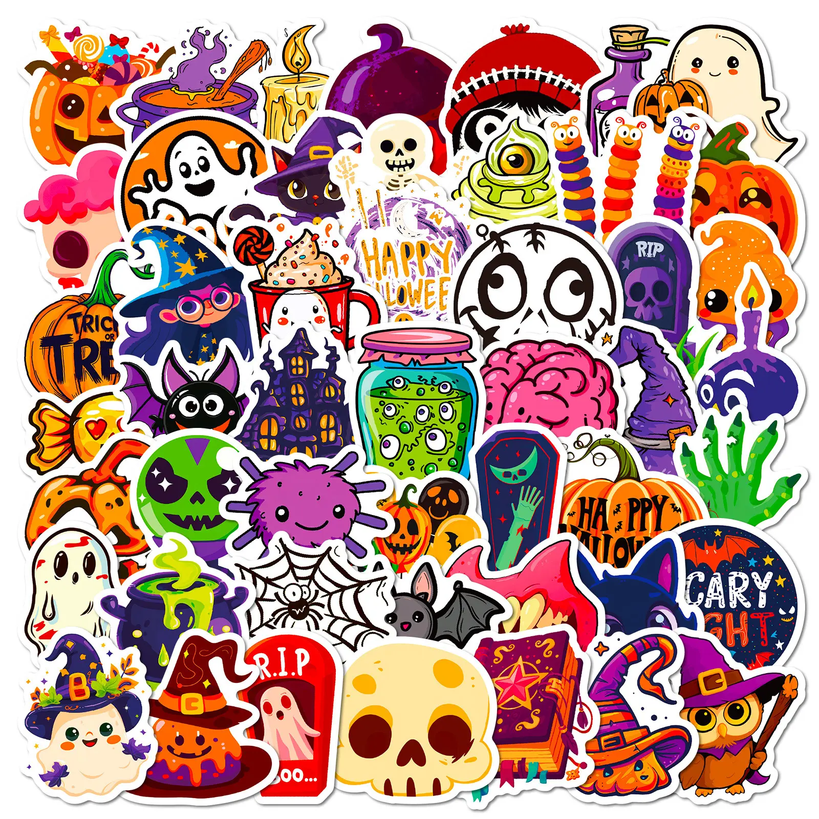 50pcs Spooky Goth Aesthetic Stickers - Cute Ghost & Horror Vinyl Decals - Waterproof Stickers for Kindle, Water Bottles, & Laptops - Alternative Gifts for Horror Fans Diy Decal Film Crafts Kit