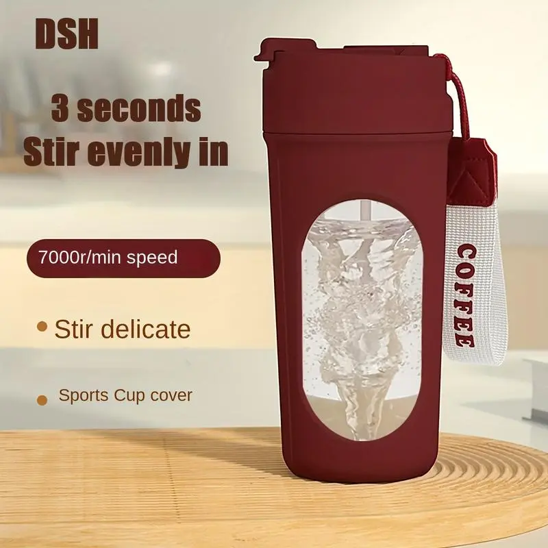 Portable Fashion Electric Stirring Cup, USB Rechargeable Automatic Mixer, Dual-Use Shaker Bottle with Handle, Ideal for Office Kitchen Outdoor, Handheld Drink Mixer, Handheld Beverage Mixer