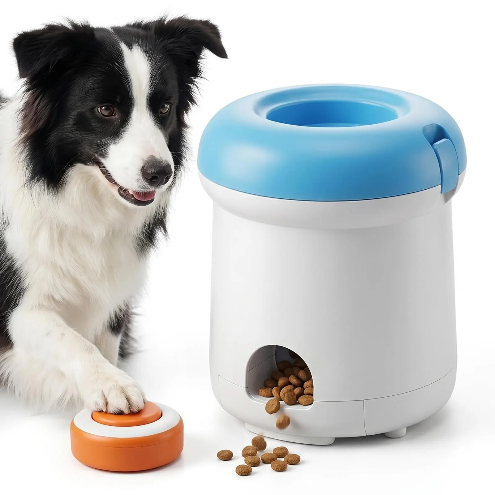 Plastic Dog Puzzle Feeder Toy with Feeding Tray - 300ml Rechargeable Automatic Treat Dispenser, Remote-Controlled Food Dispensing, IQ Training for All Dog Breeds, Indoor/Outdoor Use