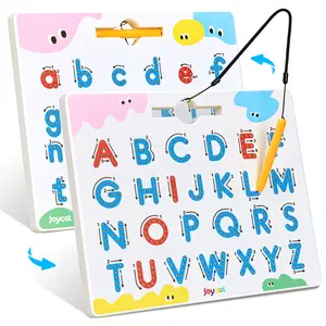 JoyCat Double Sided Magnetic Letters Board, 2 in 1 Alphabet Magnets Tracing Board, ABC Letter Uppercase & Lowercase Practicing Toys, Learning Tools