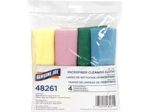 Genuine Joe Microfiber Cleaning Cloths Lint-free 16"x16" 4/PK Assorted 48261