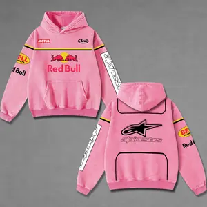 Redbull x Astars Racing Pink Washed Hoodie Vintage Motorcycle, Motor Speed Racing Sportbike Graphic Merch, Acid Washed Streetwear Clothing, Unisex Dirt Bike Racing Hoodie, Vintage Motorsport Hoodie, Speed Culture Men's Wear, Designed for Biker