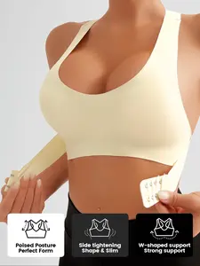 Women's Backless Bra with Buckle Closure, Wireless No Underwire, Detachable Pads, Wide Straps, Comfortable for All Seasons