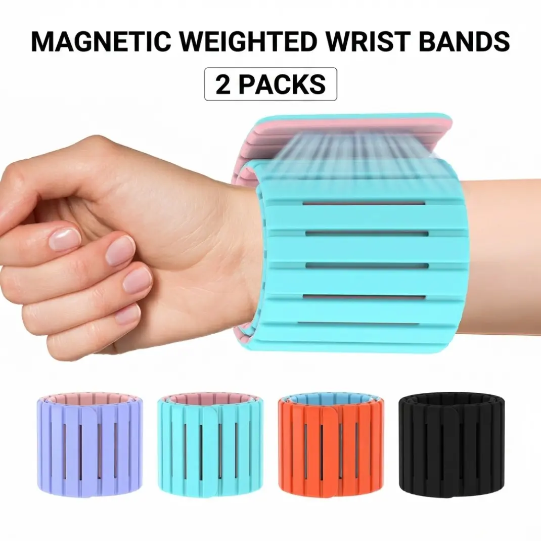 Magnetic Weighted Wrist and Ankle Weights Set - Anti-Slip All-Wrap Silicone Fitness Weights for Women, Waterproof Yoga Pilates Walking Weights, Weight Bands for Swimming Workout, Workout Accessory, Fitness Exercise Accessories