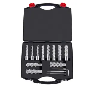 VEVOR Annular Cutter Set, Summervibes,Summervibes, 13 pcs Weldon Shank Mag Drill Bits, 7/16" to 1-1/16" Cutting Diameter, 2" Cutting Depth, M2AL HSS, with 2 Pilot Pins, Hex Wrench and Portable Case, for Using with Magnetic Dr