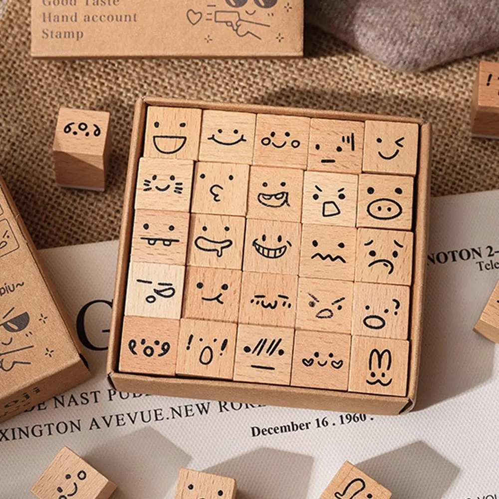 25 Wooden Stamps Per Box, Fun Design, Ideal for Crafting, Scrapbooking Stamping & Stationery, Handmade Crafts, Durable Wood Material, Perfect Gift Idea, Handmade Gifts, Enhance Your Creative Projects
