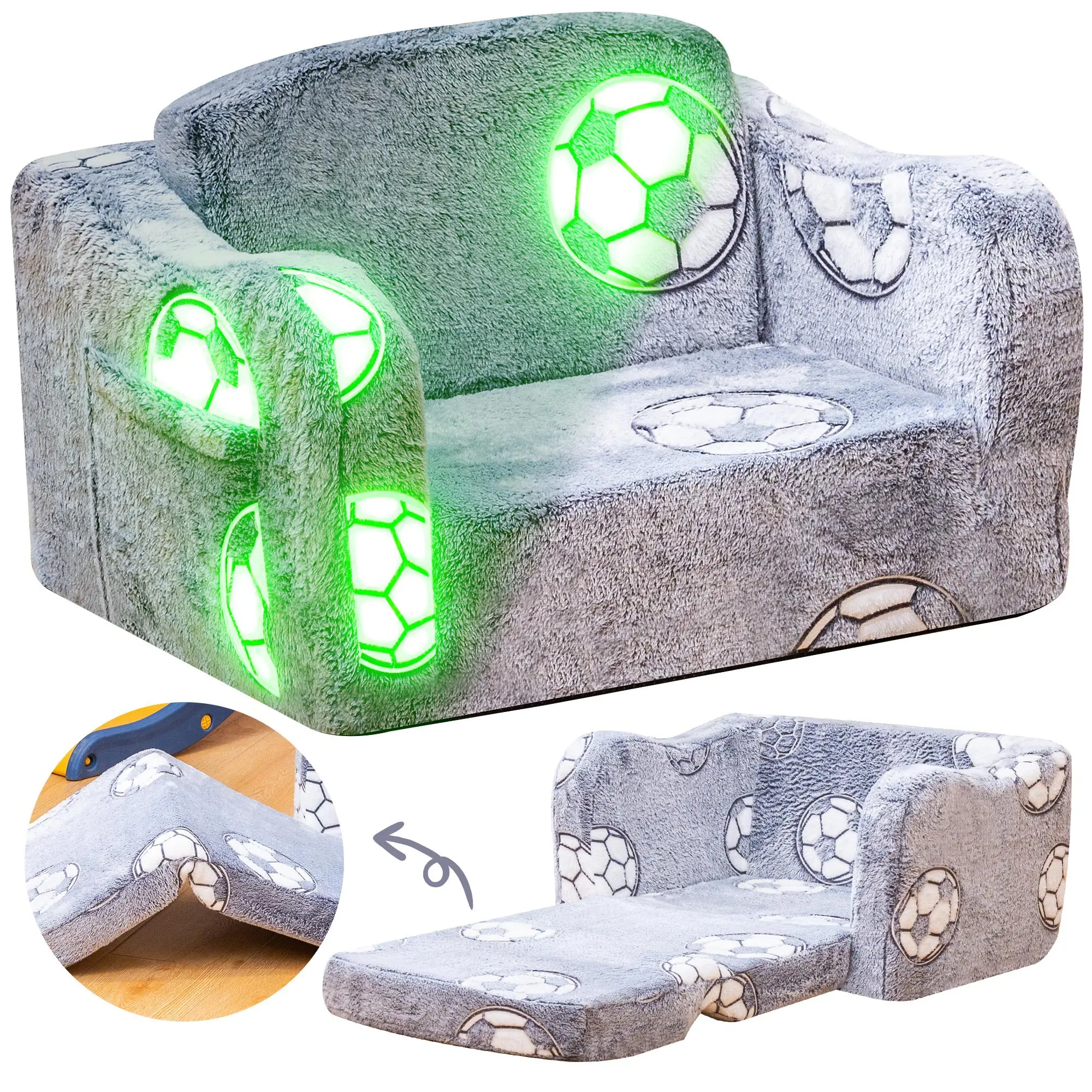 Lamerge Glow-in-the-Dark Modular Play Couch for Kids 3+ Years Old Fold Out Foam & Floor Cushion for Bedroom Playroom Sofa Lounge Outdoorfun Folding squarepuzzlescouch Ergonomic excellent gift for Christmas and New Year Cloud Interior   Living Room outdoor