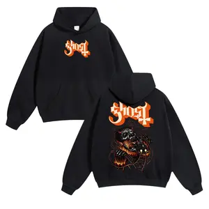 Ghost Band Unisex Cotton Hoodie for Autumn Winter Thick Warm Band Symbol Fan Style Retro Print Versatile Ins Street Style Couples Outfits Top Choice for Boyfriend Gift Fabric Menswear Casual Fit