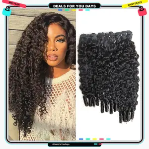 [Summervibes] Burmese Curly Bundles Human Hair 10A Brazilian Virgin Human Hair 14-30 Inches Bundles Double Weft Bundles Natural Black Color Wet and Wavy Glueless