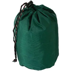 212 MAIN Equinox 146332 Bilby Sports Stuffsack - 7in. x 15in. Green Nylon Fabric, Drawstring Top, Weatherproof, Webbed Base, Athletic Bag