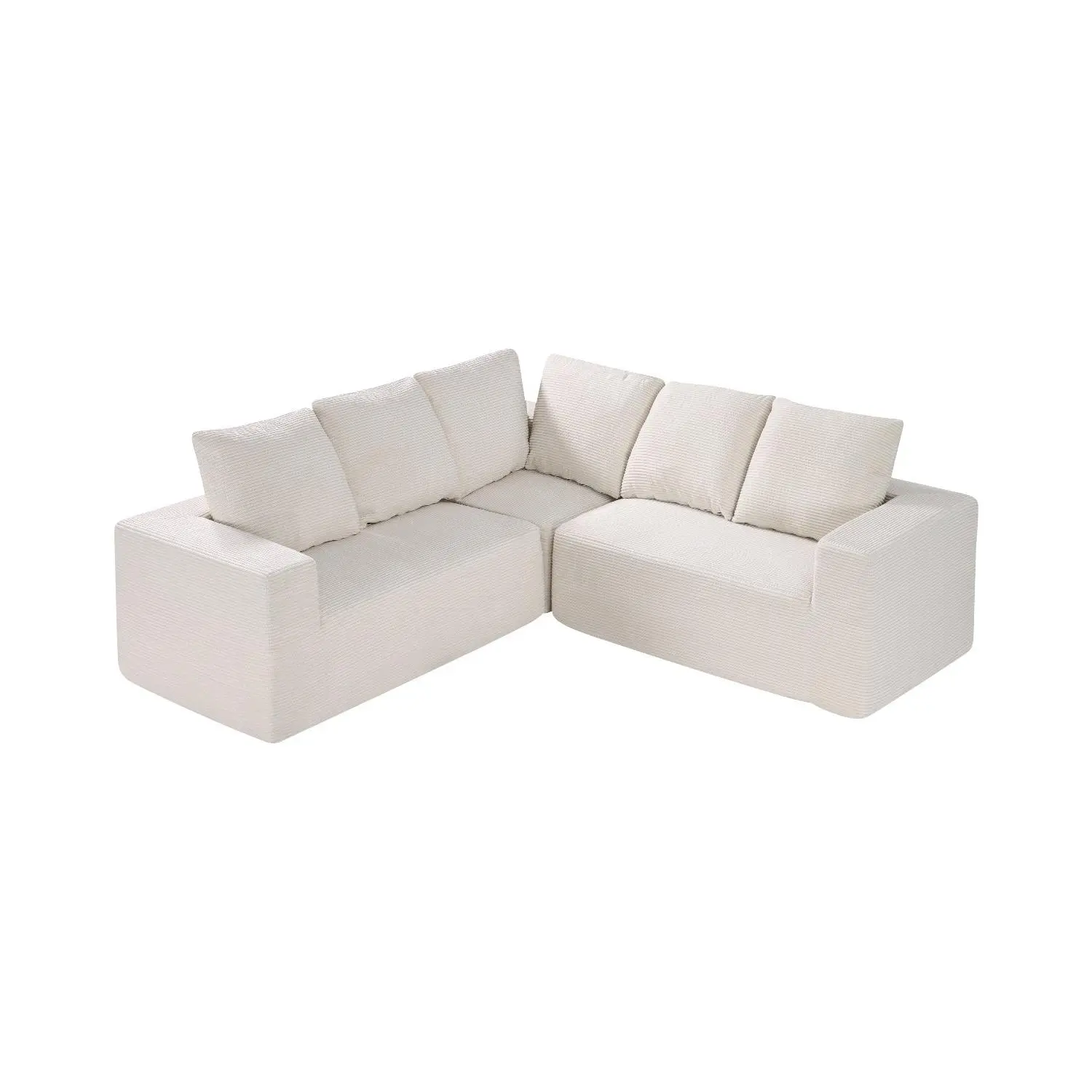 VEVOR Customizable L-Shaped Modular Sectional Sofa, Deep Seat Corduroy Couch with High Rebound Sponge, 1200 lbs Capacity, 82.7 x 82.7 x 22.4 in, Upholstered with Cushions for Living Room, Bedroom, Beige, Durable