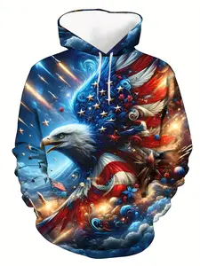 3D digital printing patriot eagle pattern men's kangaroo bag hooded sweater Casual Fashion Sweatshirt Graphic Hoodie