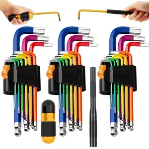 30-Piece Long Arm Ball End L-Hex & Torx Key Set with Grip Handle, Ultimate Hex Key Wrench Set with T-Handle and Extension Bars, SAE 1/16" to 3/8", Metric 1.5mm to 10mm, Torx T10 to T50, Socket Combination Tool, TikTokShopBlackFriday, Christmas Gift