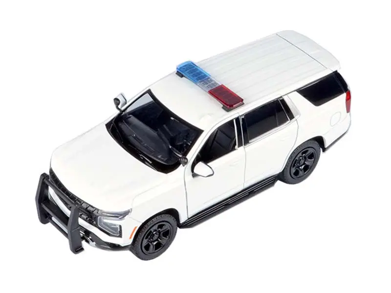 New 2025 Chevrolet Tahoe Police Pursuit Vehicle - Plain White, Law Enforcement & Public Service 1:24 Scale Diecast Model Cars, Motormax 76816WH, Ages 14+, Law Enforcement And Public Service