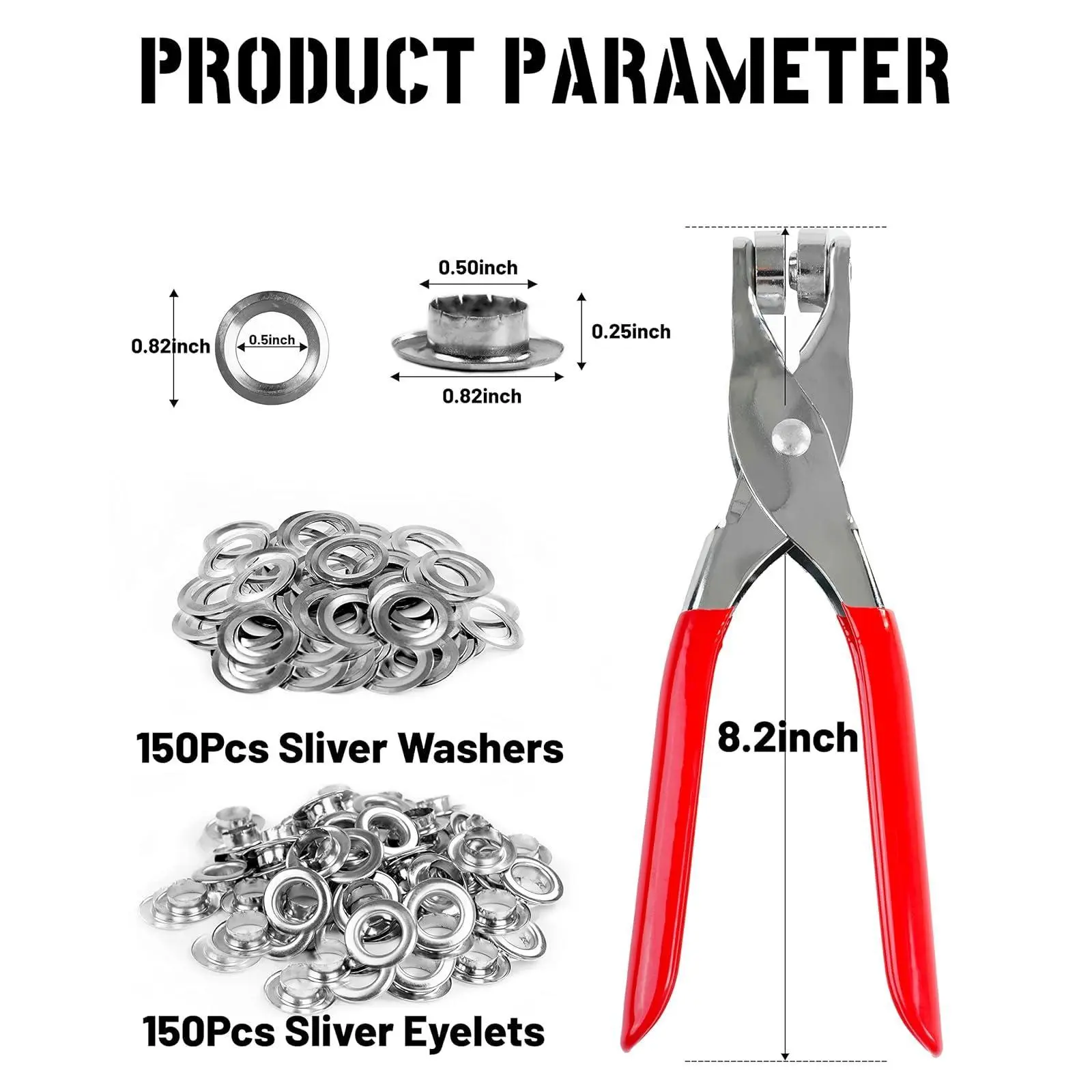 150PCS Grommet Tool Kit with Eyelets Pliers & Leather Hole Punch for Leather Shoes Fabric Belts Hand Tools Kits