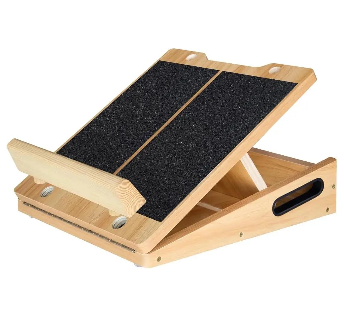 Adjustable Wooden Slant Board for Calf Stretching ,Incline Board for Squats, Physical Therapy , Portable Foldable Foot Stretch Board