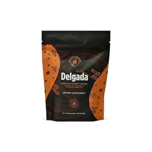 Delgada Instant Coffee Low Fat Low Sugar 1 Bag 28 Sachets  Flavor Beverage Premium Mushroom Arabica Coffee Blend Bold Roast