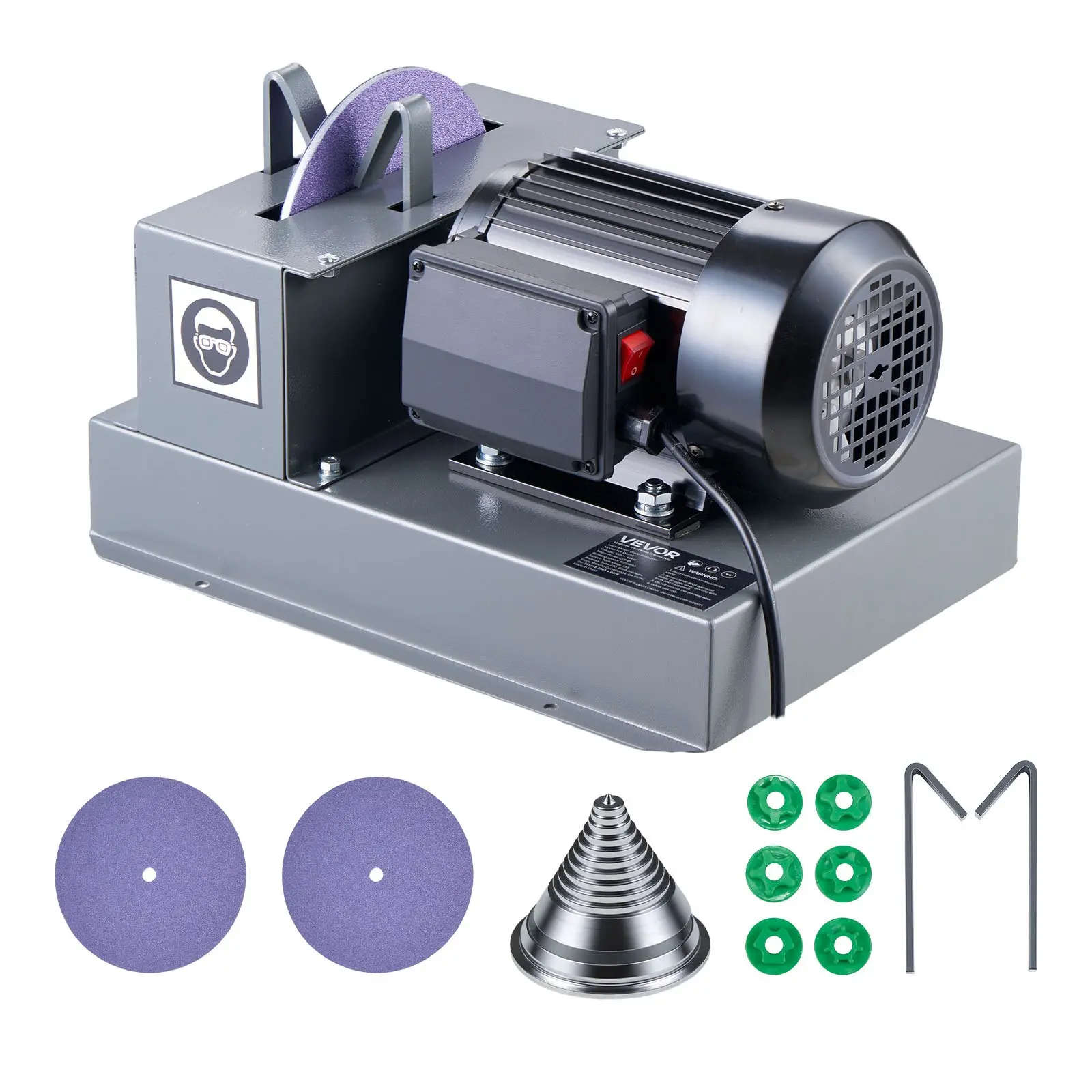 【Summerfinds】VEVOR Lawn Mower Blade Sharpener, 2/3HP Lawnmower Blade Grinder with 7" Ceramic Grinding Wheel  and Balancer, 30° or 40° Blade Sharpening Machine for High Lift, Low Lift, Gator & Flat Blades