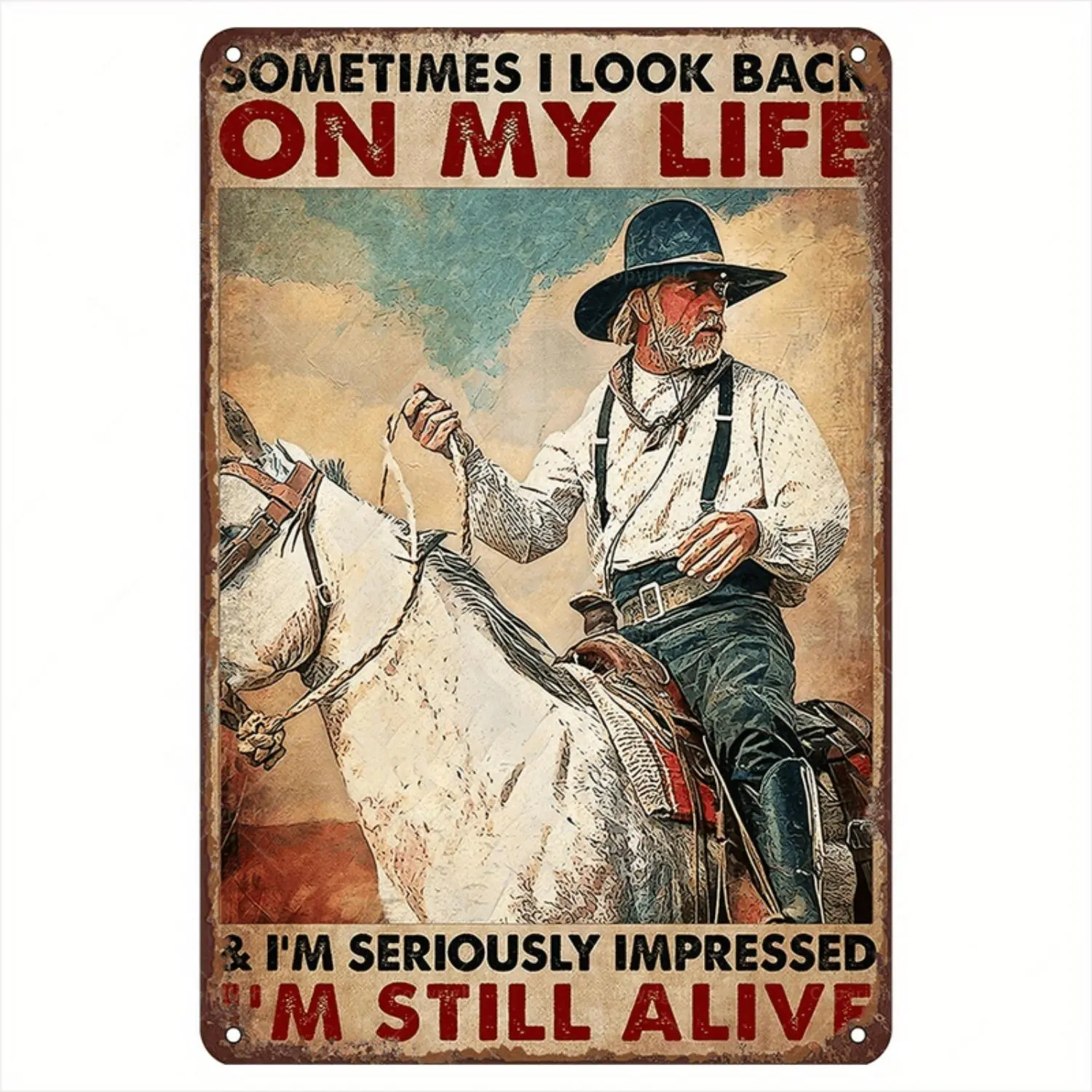 Replica Old West Denim Metal Wall Hangings - Ideal for Western Enthusiasts, Ranch Decorations and Gifts
