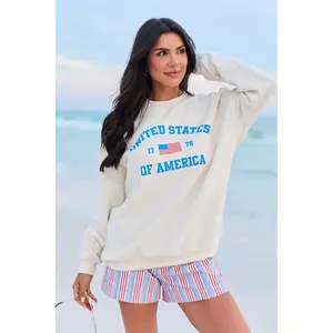 Classic USA Flag Cream Graphic Sweatshirt