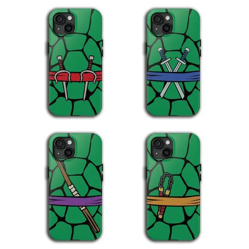 Stylish Teenage Mutant Ninja Turtles themed rugged phone case, compatible with iPhone 17/16/15/14/13/12/11 Pro Max/Plus and Samsung Galaxy S23FE/22/23/24/25. A great gift for family members.
