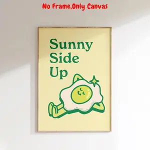 Sunny Side Up Egg Pattern Unframed Painting, Cute Artwork, Modern Canvas Wall Art, Wall Decor for Home Living Room Bedroom Kitchen, Ornaments