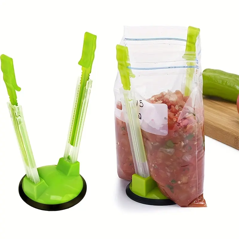 2pcs of Baggy Racks, Freezer Bag Support Stands, Adjustable Food Storage Holders, Plastic Holders for Food Prep Bags/Zip Lock Bags, Ideal for Meal Prep in The Kitchen