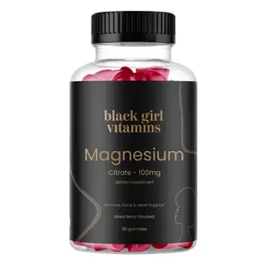 Black Girl Vitamins - Magnesium Gummies, for Sleep, Immunity, and Bone Support. Magnesium Citrate Supplement with (100mg) per Serving, Gluten-Free (Mixed Berry). 60ct