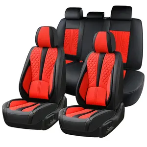 Custom Fit for 2008-2024 2025 2026 Dodge RAM 1500 2500 HD 3500 HD, Pickup Seat Covers for Dodge Ram 5-Seats Full Set, Nappa Leather Car Seat Cover Protectors - Black Red