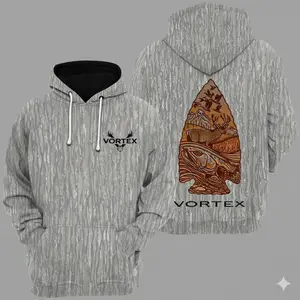 Wildlife Arrowhead Hunting Shirt – Deer, Fish & Mountain Nature Graphic T-Shirt Sweatshirt Hoodie, Rustic Outdoor Adventure Pullover