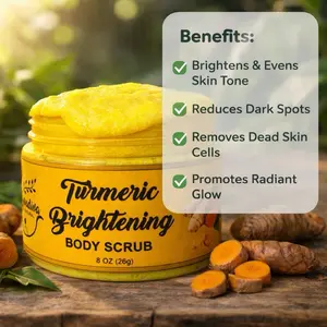 Turmeric Body Scrub - Acne, Dark Spots, Smooth Skin, Face Exfoliate Natural Handmade Scrub Body Care Gentle Body Wash Exfoliant