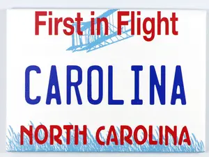 North Carolina License Plate Fridge Collector's Souvenir Magnet 2.5" X 3.5"
