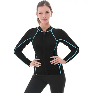 Wetsuit Top Women, 2mm Wetsuits Jacket Long Sleeve Neoprene Tops for Water Aerobics Diving Surfing Swimming
