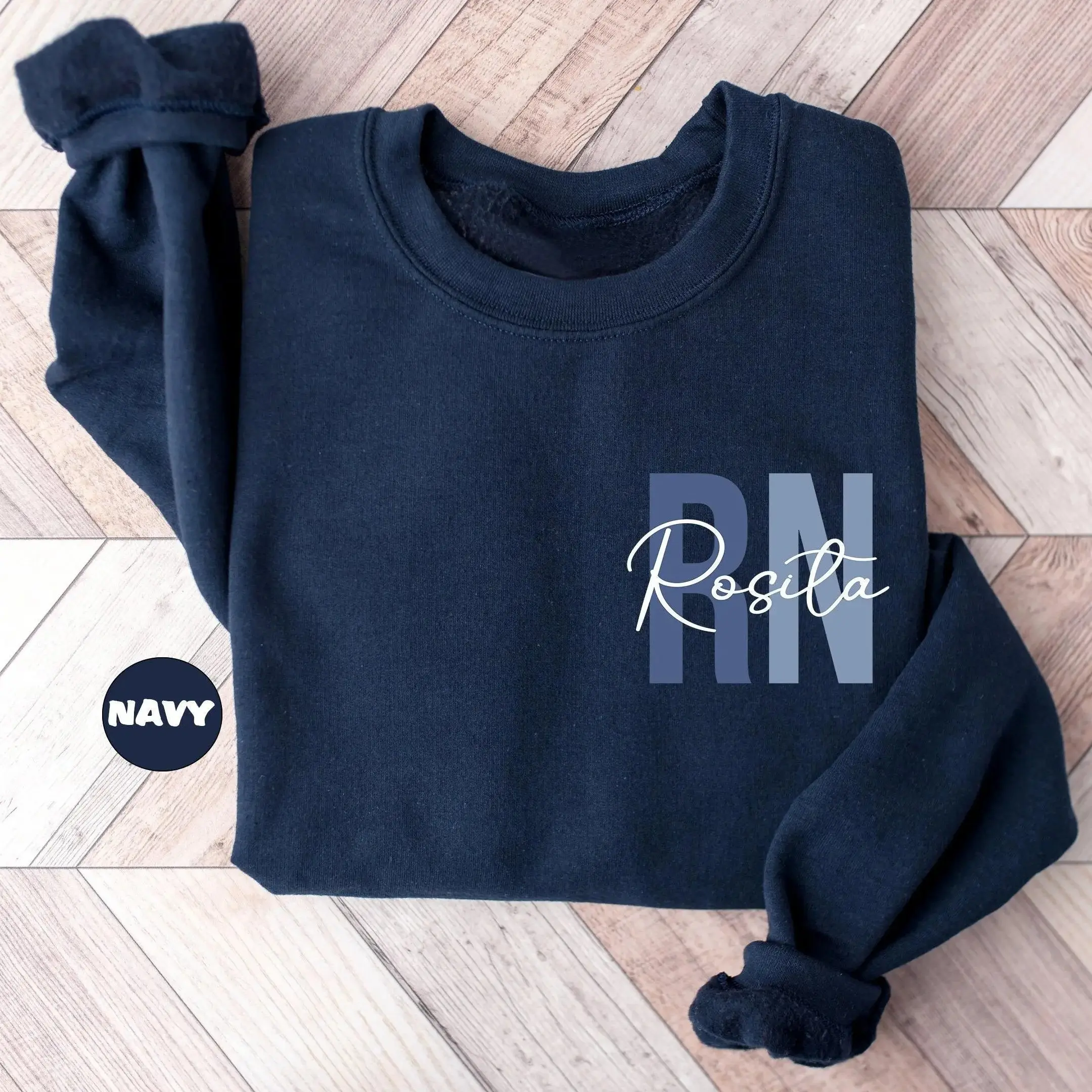 [Custom Name] Registered Nurse Sweatshirt With Name, Personalized RN Pocket Hoodie, Nurse Life Outfit, Nurse Appreciation Clothing, Cute Nurse Gift