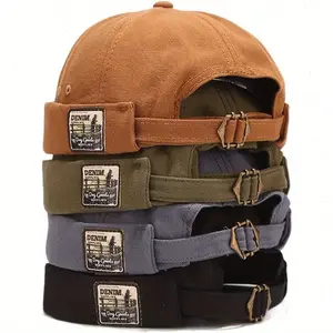 [Summervibes]   4Pcs/Set Brimless Sailor Cap,Brimless Skullcap Rolled Cuff Retro Beanie Hat,Adjustable Rolled Cuff Skull Hats for Men Women,  Halloween Christmas Party Gifts