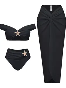 Women's Fashion Two-Piece Bikini Set, Three-Piece Swimsuit, Stylish Beachwear, Comfortable Swimwear, Perfect for Pool & Beach, Bikini Skirt