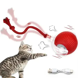 Interactive Automatic Rolling Ball for Cats & Dogs with Rope,USB-C Rechargeable Smart Teaser Toy for Indoor Exercise & Boredom Relief