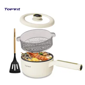 TOPWIT Electric 2L Multifunctional Hot Pot with Non-Stick Frying Pan, Silicone Spatula Included, Portable Pot for Steak, Egg, Fried Rice, Ramen & Soup Kitchen Appliances Cooking Utensils Dorm Room Essential, Convenience