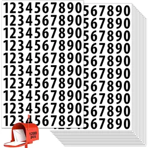 1200 PCS Number Stickers 1" Waterproof Mailbox Number Label Consecutive Numbers 0-9 Self-Adhesive Residue-Free Ideal for Mailboxes Storage Boxes Organizers Cabinets and More