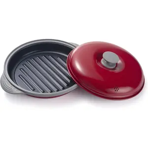 Microwave Grill Pan | Microwave Griller, Griddle & Crisper Pan with Lid for Grilling, Browning, and Crisping Foods Microwave Cookware for Grill Meat, Sandwich & Vegetable inside a Microwave
