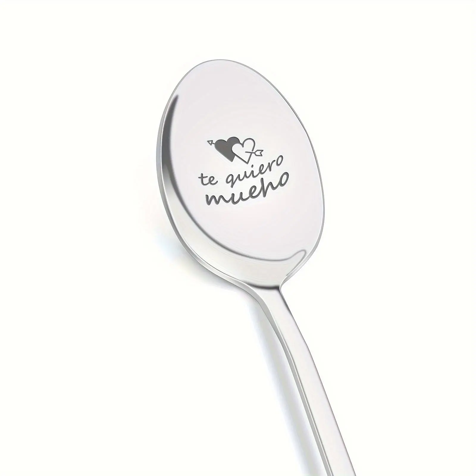 Stainless Steel Spoon, 1 Count Letter Pattern Coffee Spoon, Ice Cream Spoon, Yogurt Spoon, Gift Spoon for Mom, Birthday Gift, Home Kitchen Coffee Shop