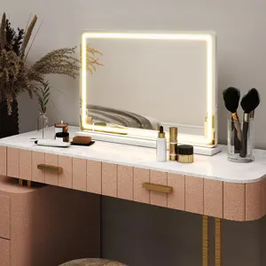 Vanity Mirror with Lights,19" x 22" LED Makeup Mirror with Dimmable 3 Color Modes,13" x 17" Touch Screen Control Vanity Based Mirror Desk Mirror Square White,Portable Desk Mirror,Smart Touch Control,22" x 32"Available in multiple Vanity Mirror with Lights