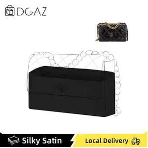 DGAZ Silk Satin Purse Organizer Insert - Custom Fit for Chanel 19 Bags, Multiple Pockets, Scratch-Proof Luxury Handbag & Tote Shaper