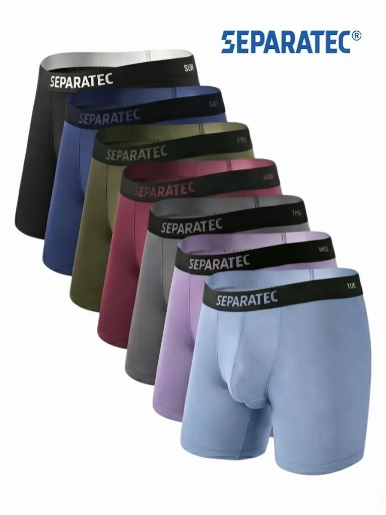 Separatec Men's Dual Pouch Boxer Briefs, Bamboo Rayon Underwear, Breathable, Sweat-Wicking, Stretch, Fitted Style, All Seasons, Casual Wear 3/4/6/7 Pack, Colorful, Elastic, Fabric, Soft, Halloween, Basics
