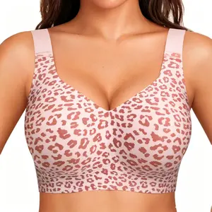 Women Wirefree Bras Full Coverage No Underwire Comfortable Wireless Padded Jelly Bras in Soft Beige for Everyday Wear